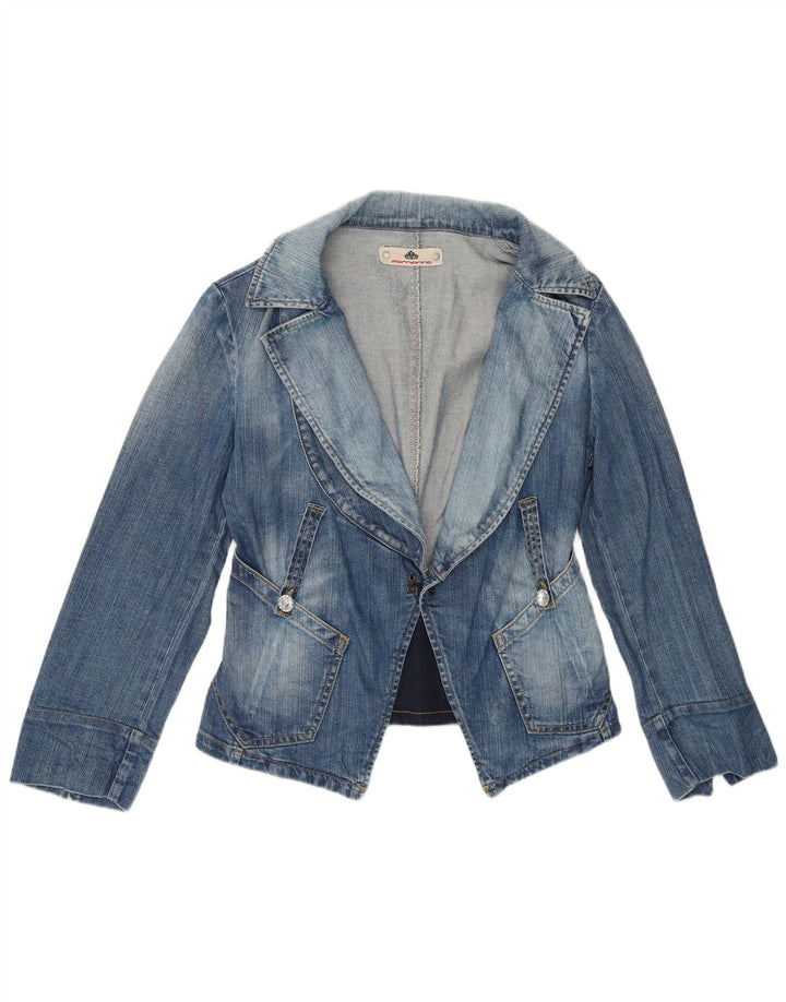 Fornarina Chaqueta Blazer Corta de Mezclilla para Mujer UK 8 Small Azul