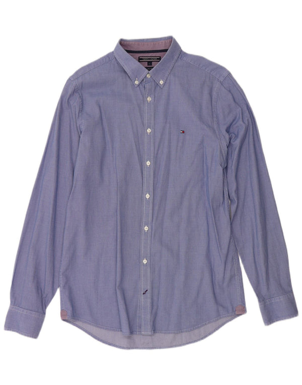 Camisa Tommy Hilfiger Slim Fit de algodón geométrico azul grande para hombre