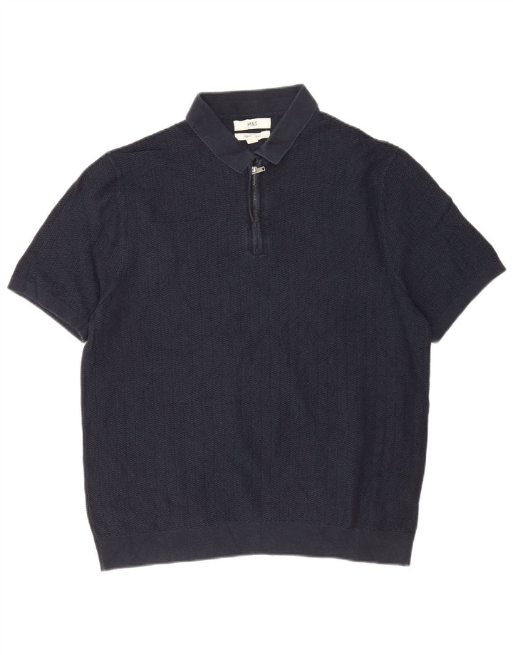 Marks & Spencer - Jersey tipo polo para hombre, talla grande, color azul marino