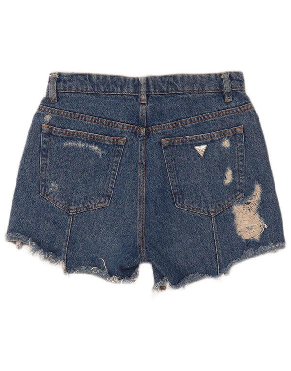 Guess Shorts De Mezclilla Desgastados Mujer W25 XS Poliéster Azul