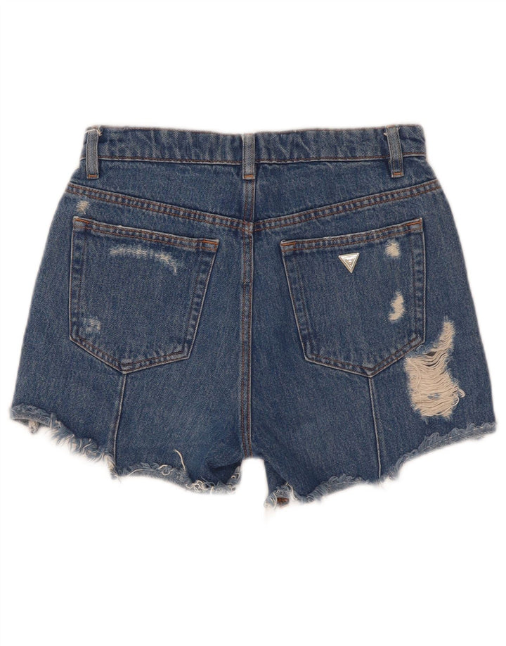 Guess Shorts De Mezclilla Desgastados Mujer W25 XS Poliéster Azul