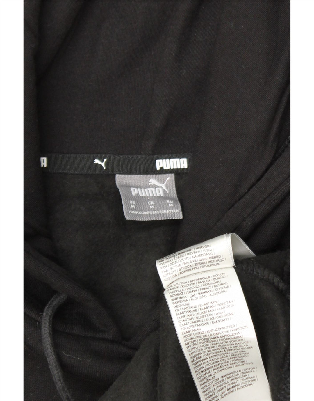 PUMA Jersey con capucha gráfica para mujer UK 14 Medium Black Cotton