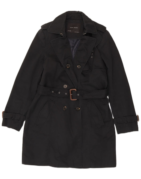 Zara Mujer Gabardina UK 46 Grande Algodón Negro