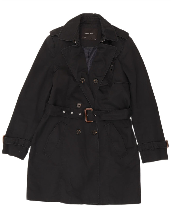 Zara Mujer Gabardina UK 46 Grande Algodón Negro