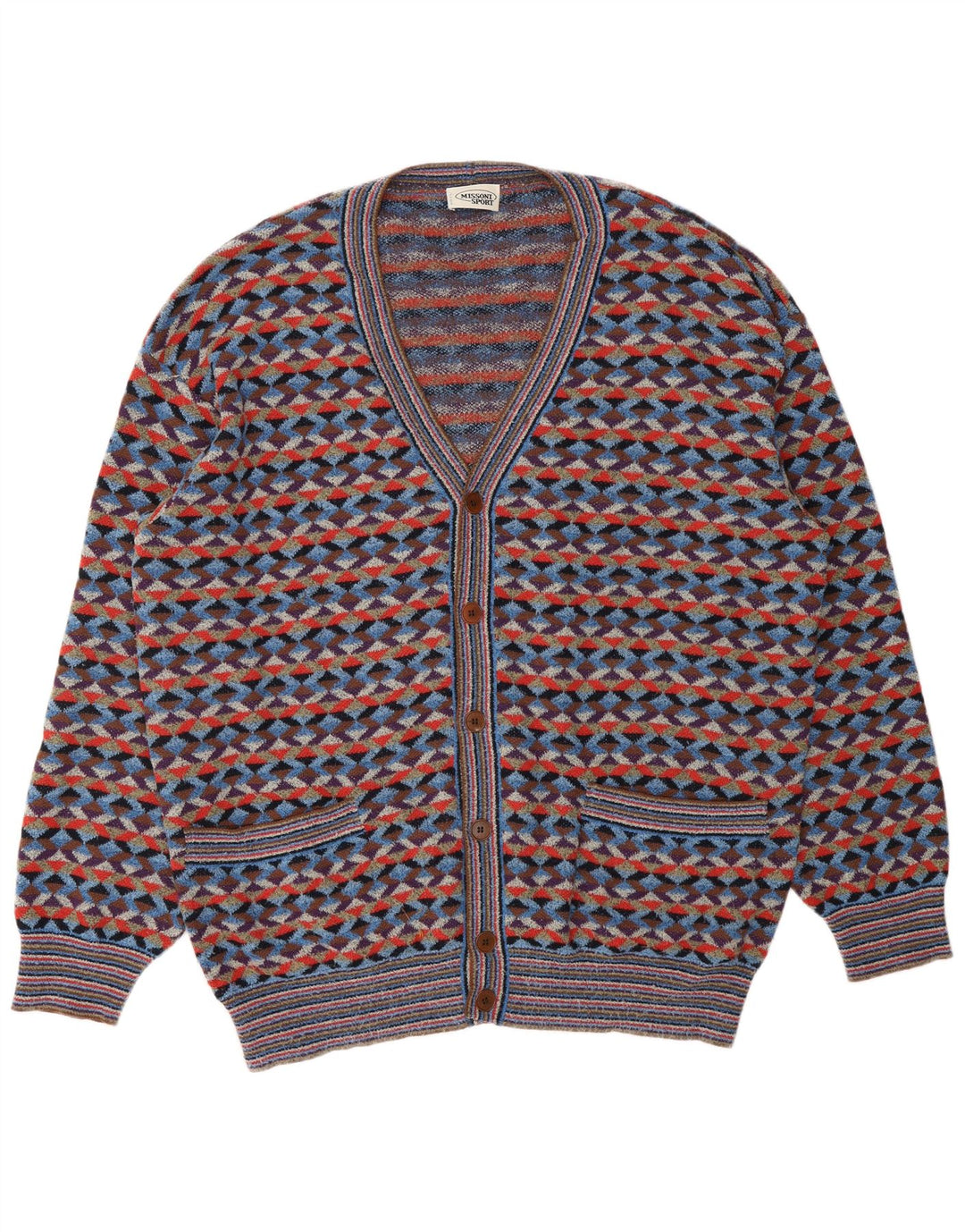 MISSONI Cárdigan para hombre IT 54 XL Diseñador geométrico multicolor