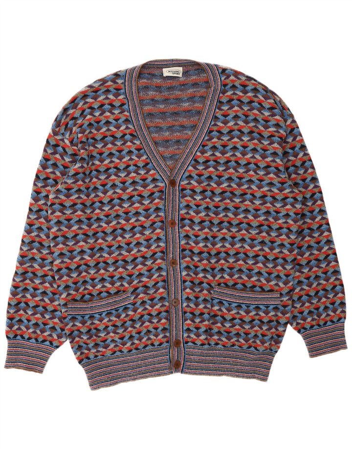 MISSONI Cárdigan para hombre IT 54 XL Diseñador geométrico multicolor