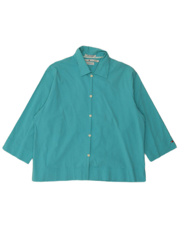 TOMMY HILFIGER Camisa de manga 3/4 para mujer US 16 2XL Algodón turquesa