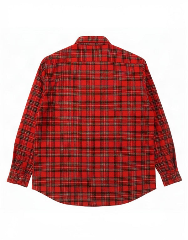 Vintage hombres overshirt camisa tamaño 43 grande rojo cuadros acrílico