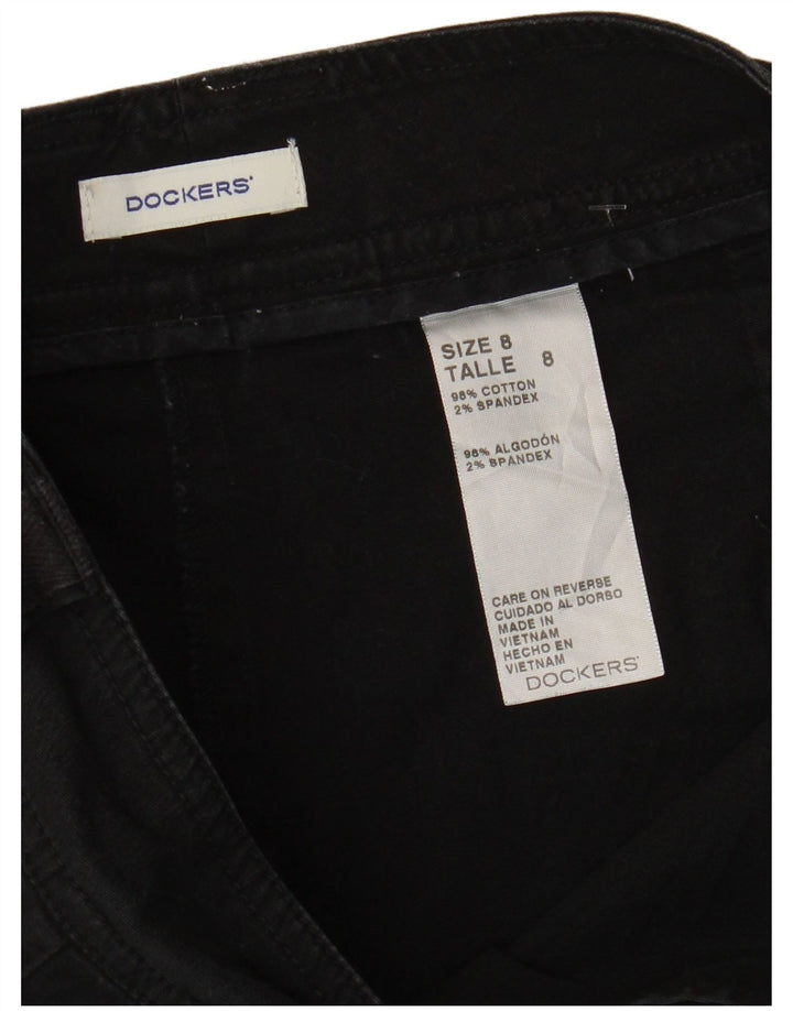 DOCKERS Pantalones cortos chinos para mujer US 8 mediano W34 algodón negro