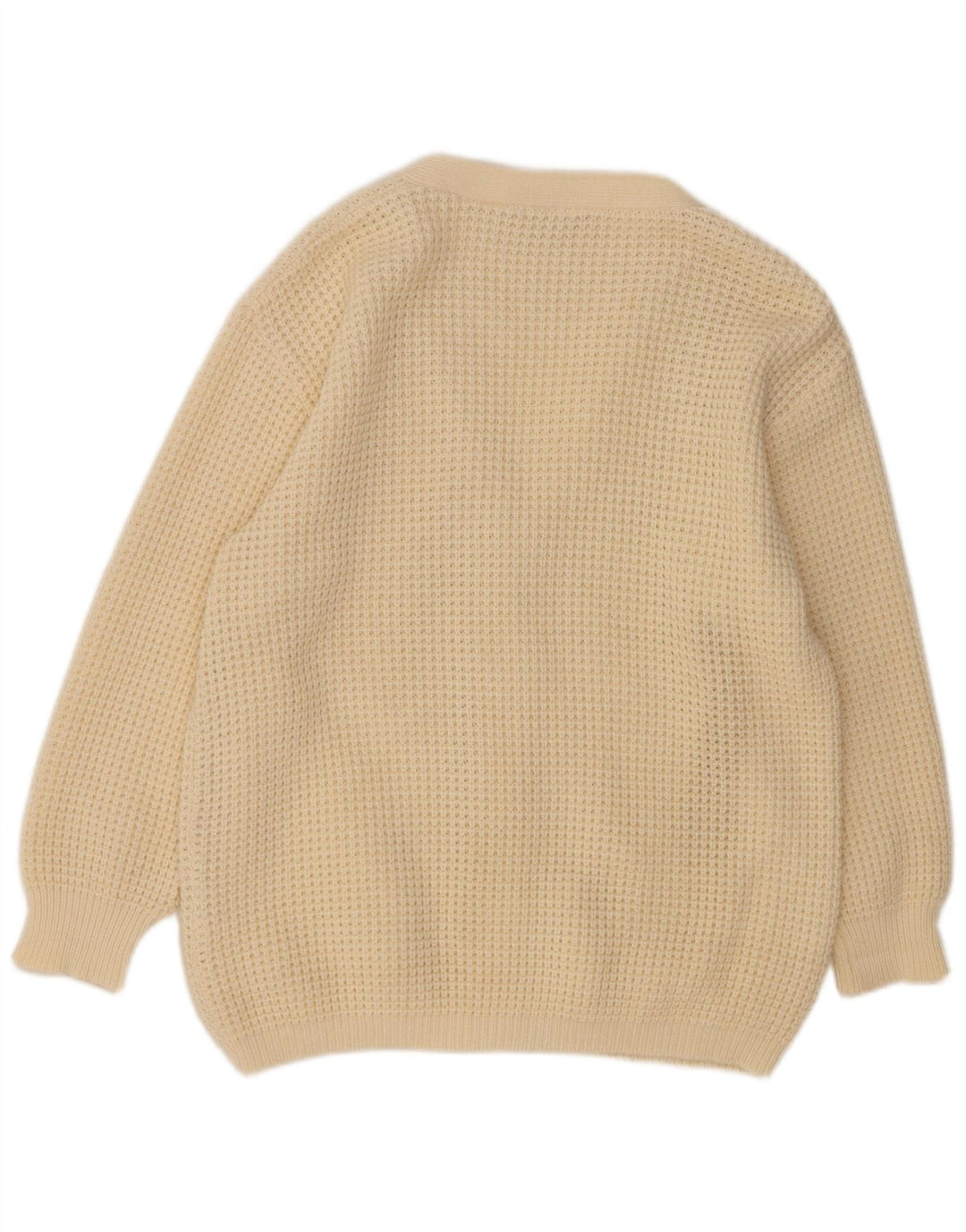 VINTAGE Suéter Cárdigan para Mujer IT 48 XL Poliacrílico Blanco Roto