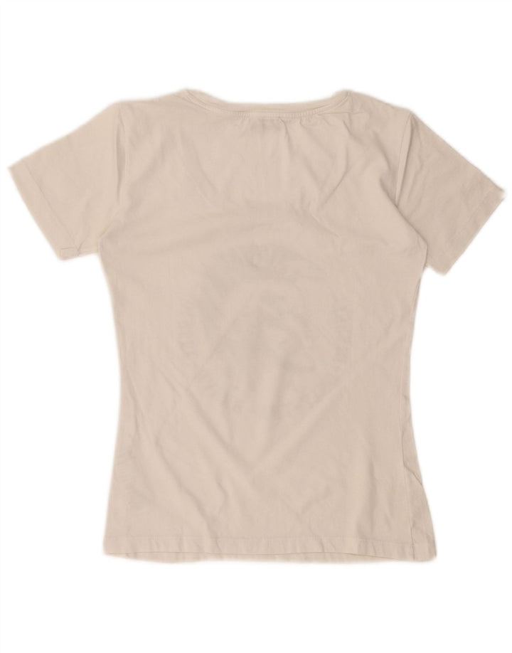 Diesel Camiseta Corta con Gráfico para Mujer UK 12 Medium Off White Cotton