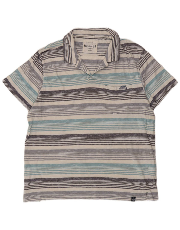 Weird Fish Polo para hombre 2XL Algodón a rayas azules