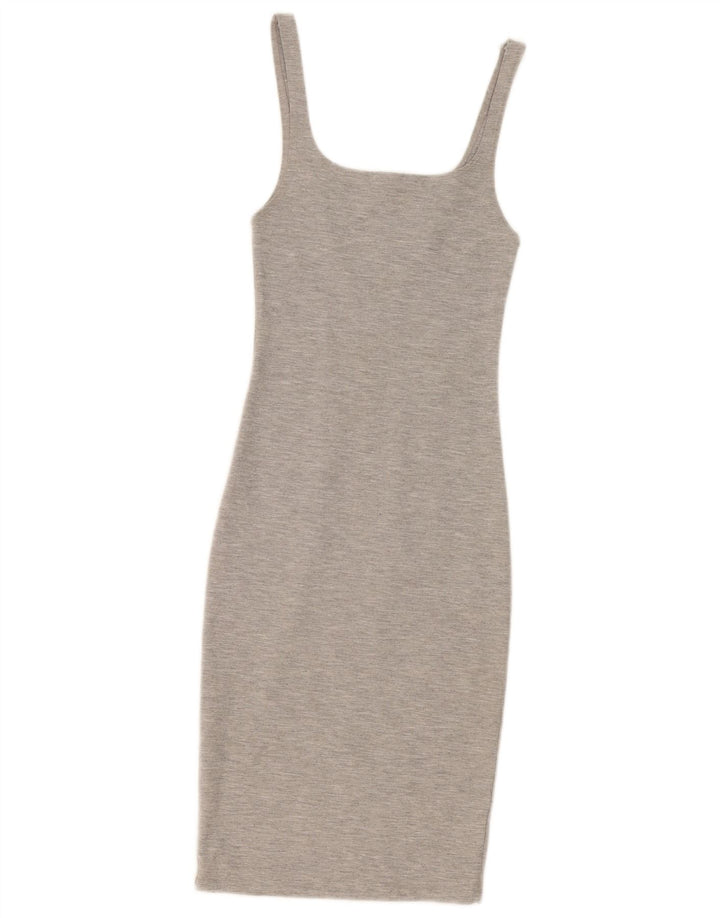 Zara Vestido Ajustado Sin Mangas para Mujer UK 8 Pequeño Poliéster Gris