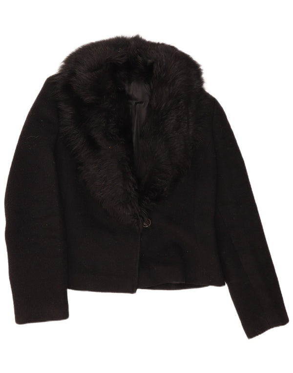 Vintage mujer 1 botón Blazer chaqueta Reino Unido 14 medio negro
