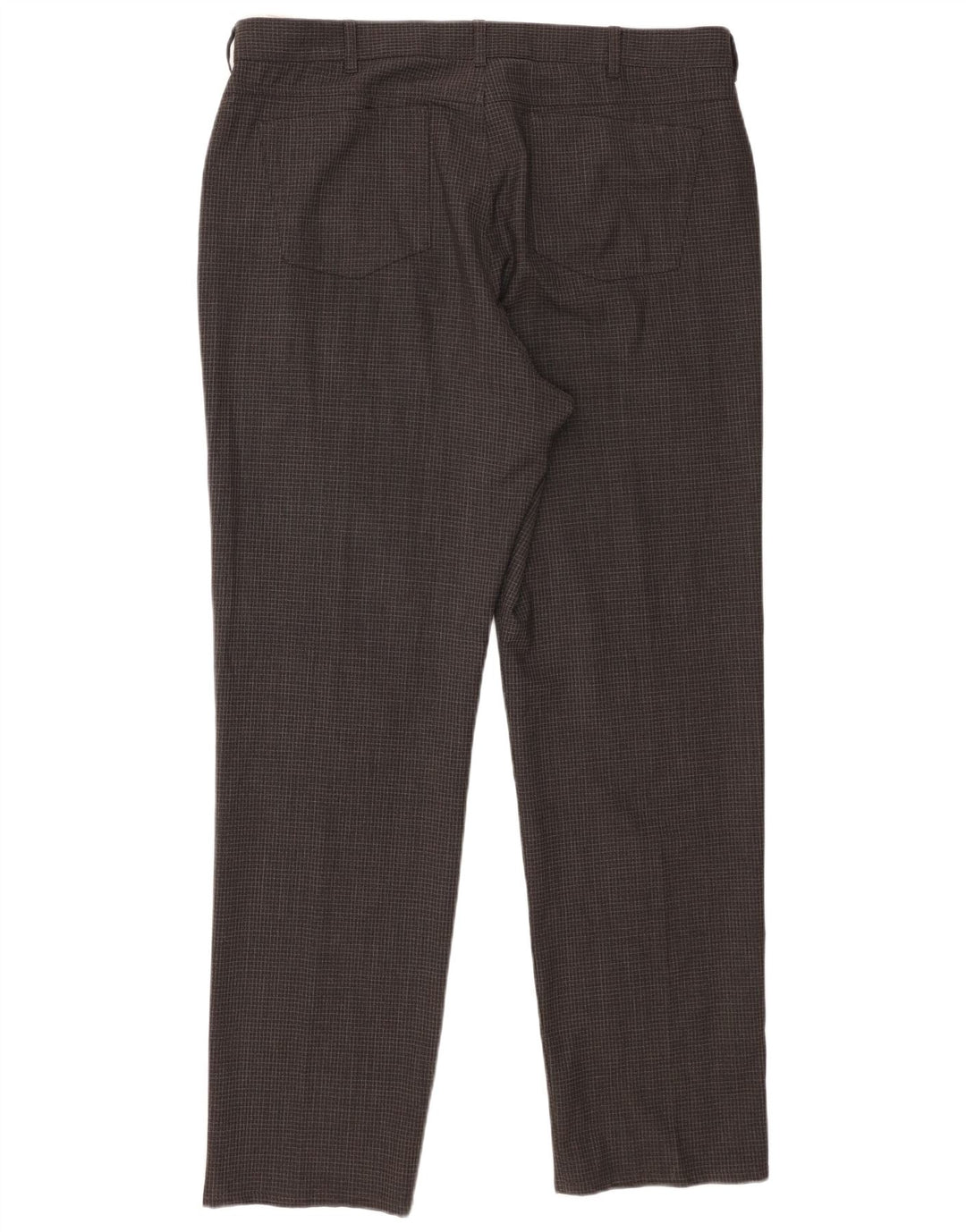 Marks & Spencer Pantalones informales rectos para hombre W38 L31 Poliéster a cuadros grises