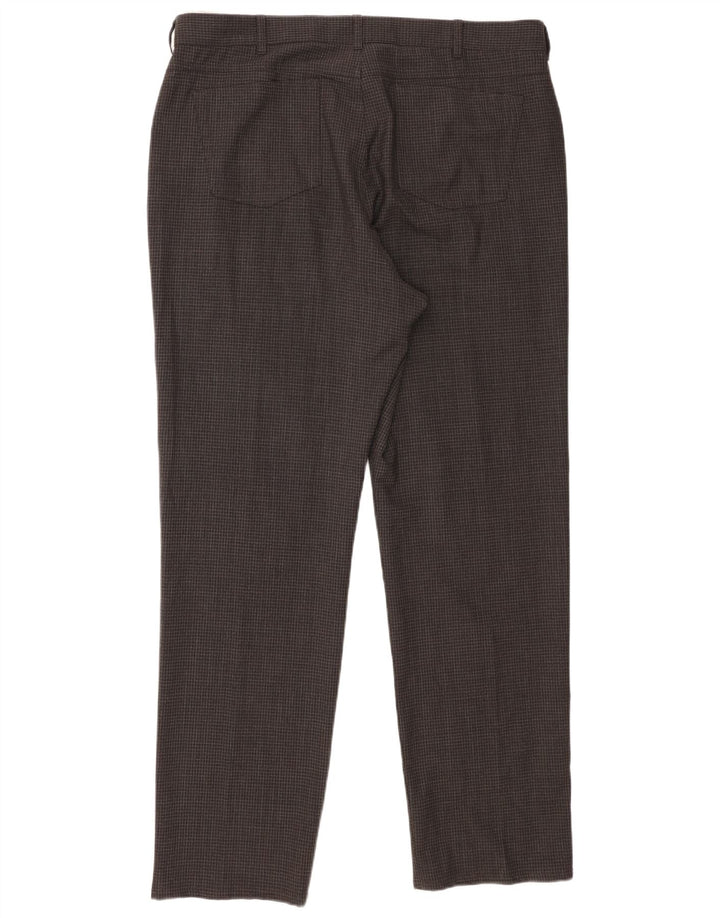 Marks & Spencer Pantalones informales rectos para hombre W38 L31 Poliéster a cuadros grises