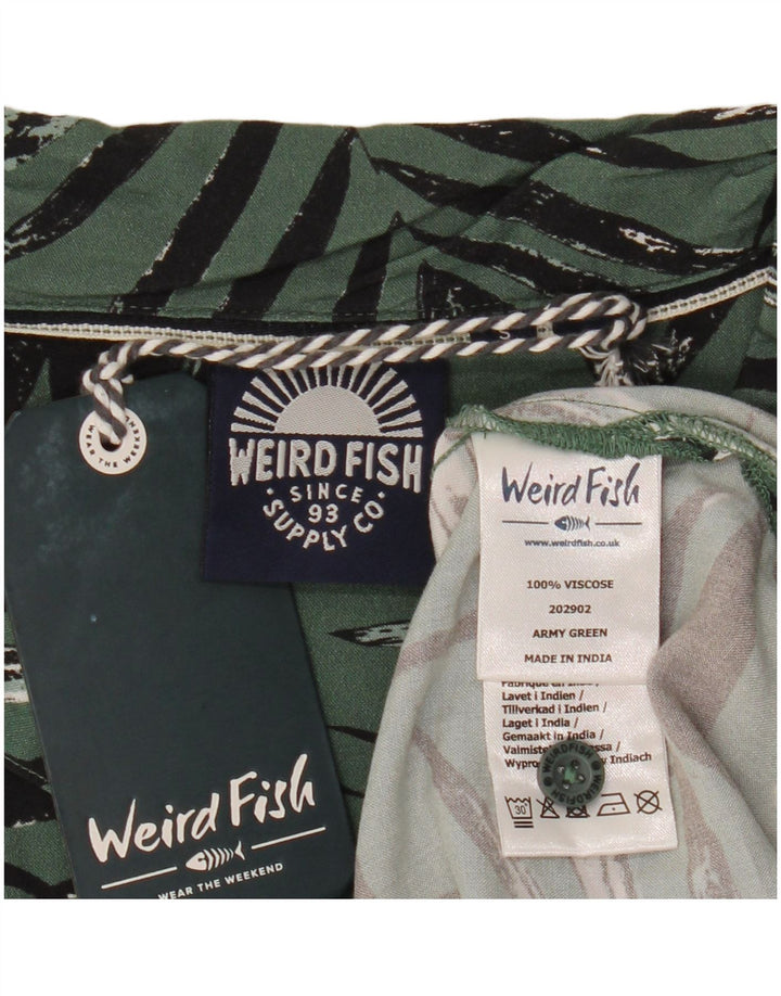 Weird Fish Camisa De Manga Corta Con Estampado Abstracto Para Hombre Viscosa Verde Pequeño