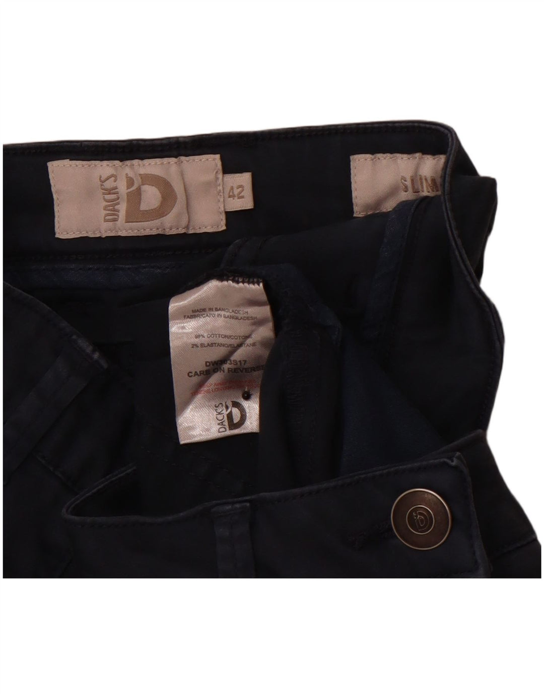 DACK'S Pantalones casuales ajustados para mujer IT 42 Medium W30 L29 Azul marino