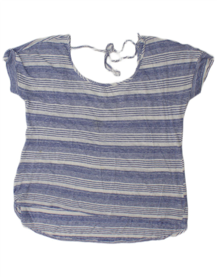 Blusa para mujer Fat Face UK 46 L Lino a rayas azules grandes