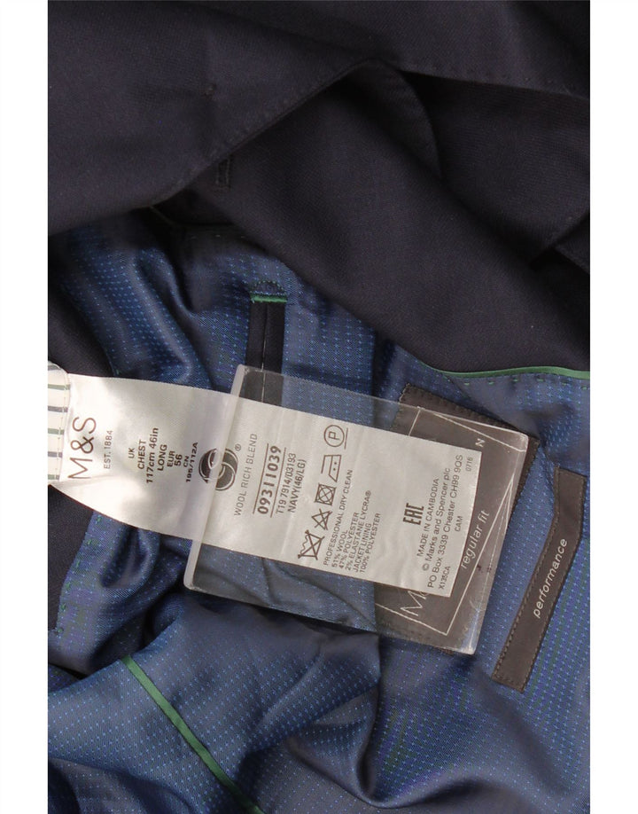 Marks & Spencer Chaqueta tipo blazer de 2 botones para hombre UK 46 3XL Azul marino Clásico