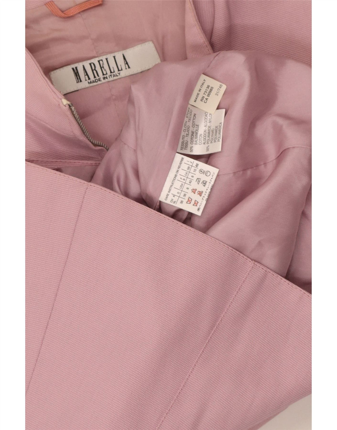 Marella Chaqueta tipo blazer con cremallera completa para mujer UK 10 Small Pink Cotton