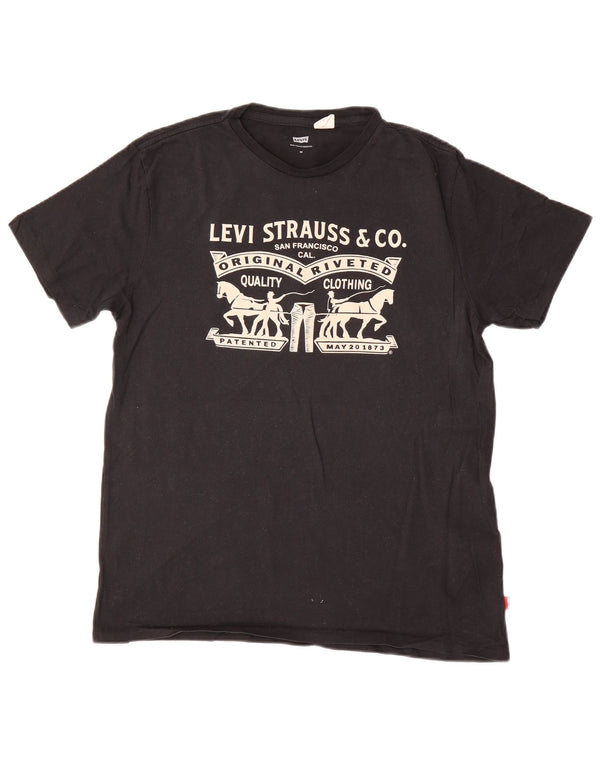 Levi's Camiseta gráfica para hombre Top Medium Black Cotton