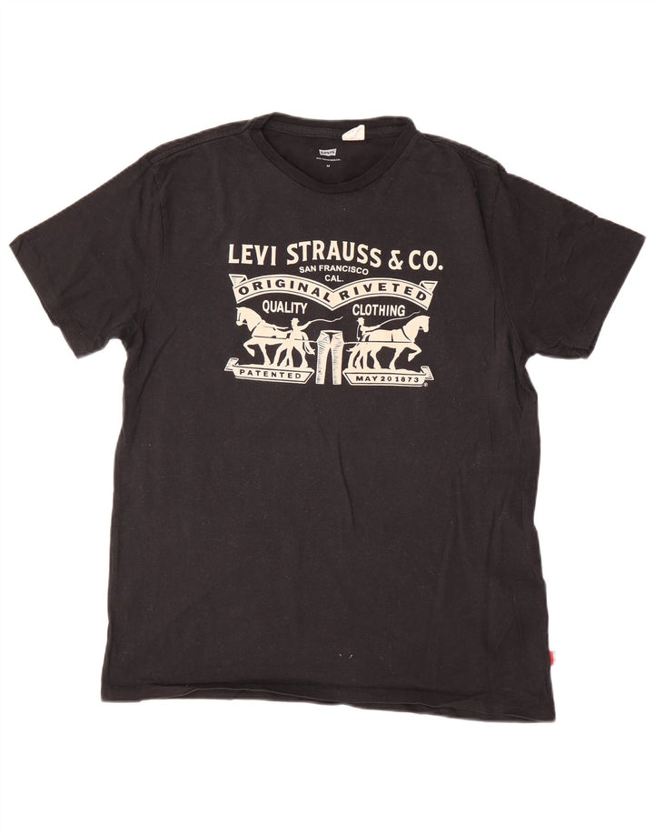 Levi's Camiseta gráfica para hombre Top Medium Black Cotton