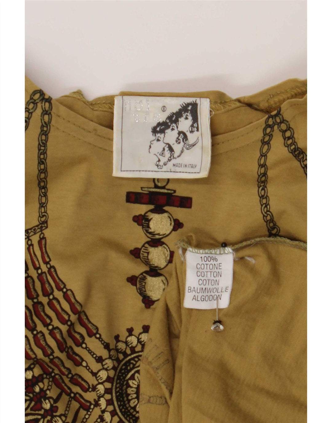 Vintage mujer patrón abstracto gráfico camiseta top IT 46 grande marrón