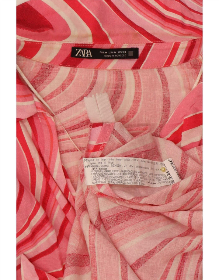 Zara Vestido tubo con estampado abstracto recortado para mujer UK 40 Rosa mediano