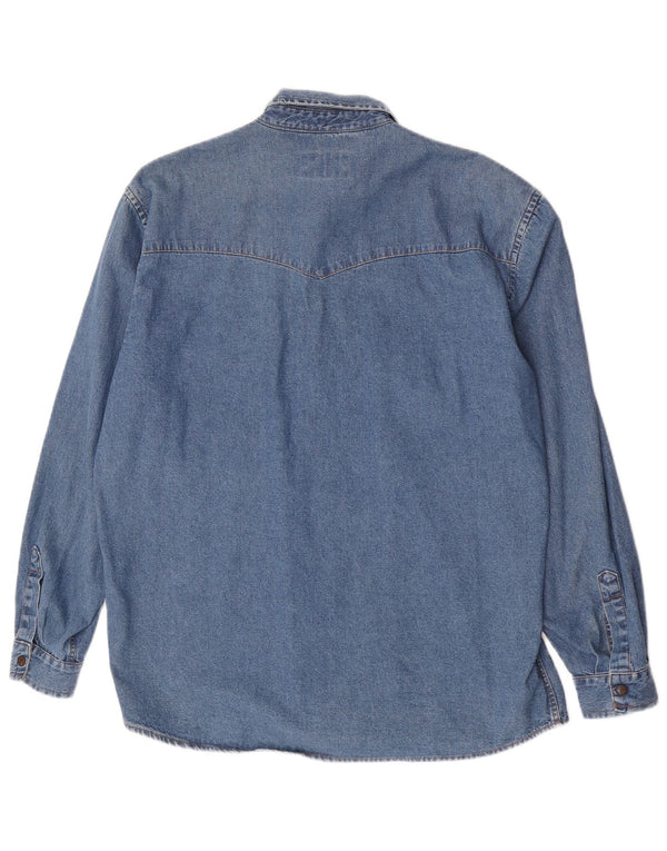 Camisa vaquera vintage para hombre azul grande