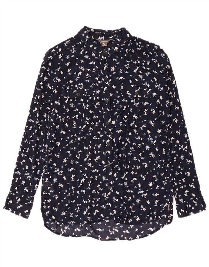 Eddie Bauer Camisa con patrón abstracto para mujer Reino Unido 46 Grande Algodón azul marino