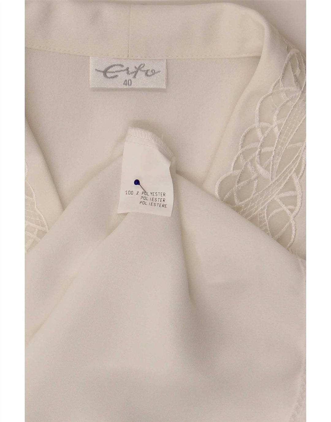 Blusa vintage para mujer EU 40 Poliéster blanco medio