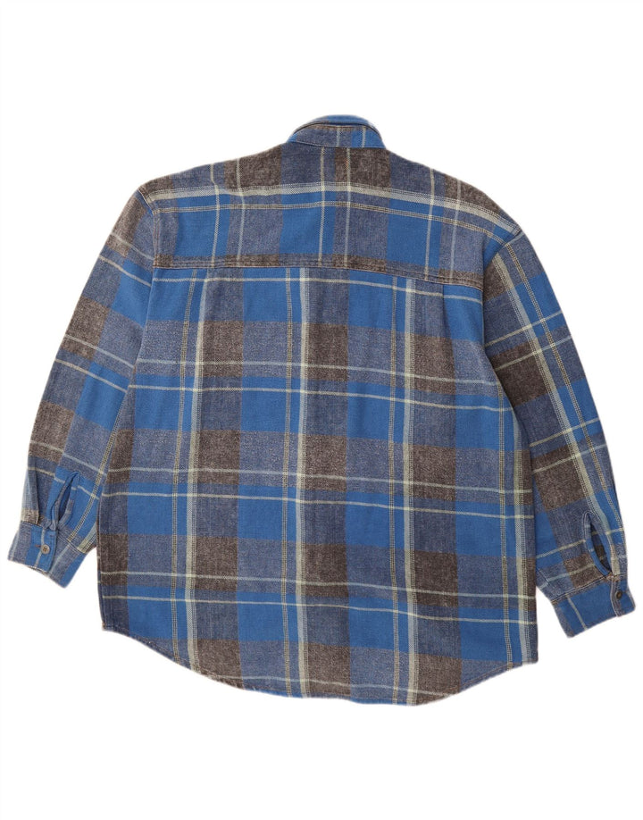 EASY Mens Flannel Shirt Medium Blue Check Cotton