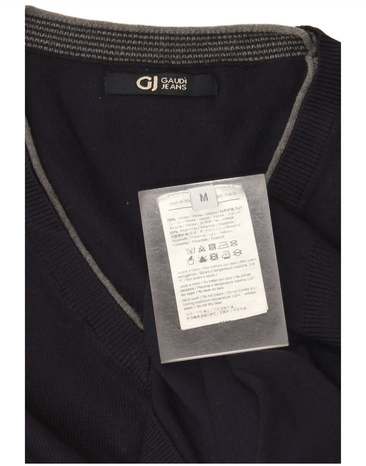 Gaudí Jersey Hombre Con Cuello En V De Viscosa Azul Marino Medio