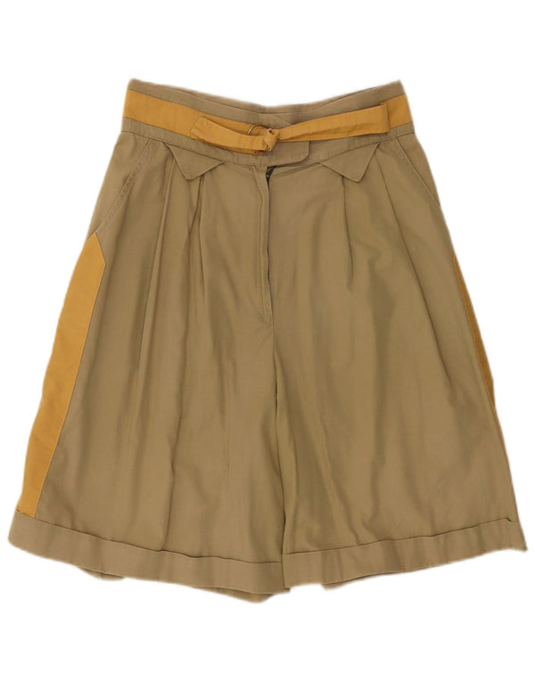 Bermudas vintage de cintura alta para mujer IT 44 Medium W28 Khaki Colourblock