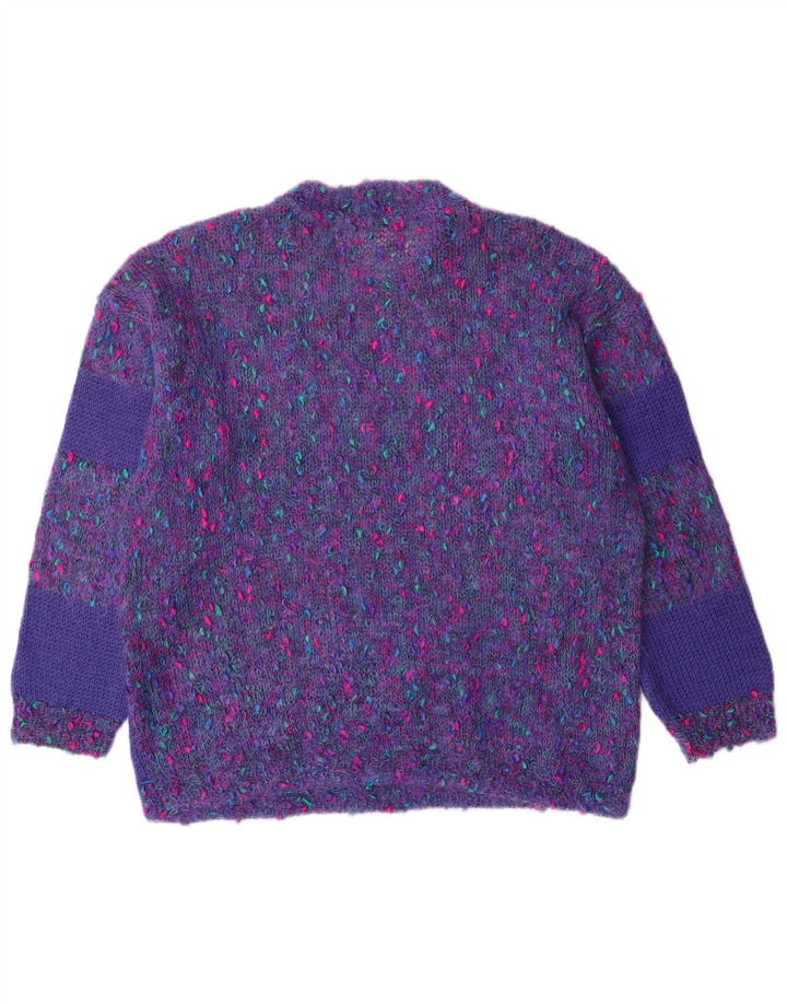 VINTAGE Mujer Crew Neck Jumper Suéter Reino Unido 12 Medio Púrpura Flecked