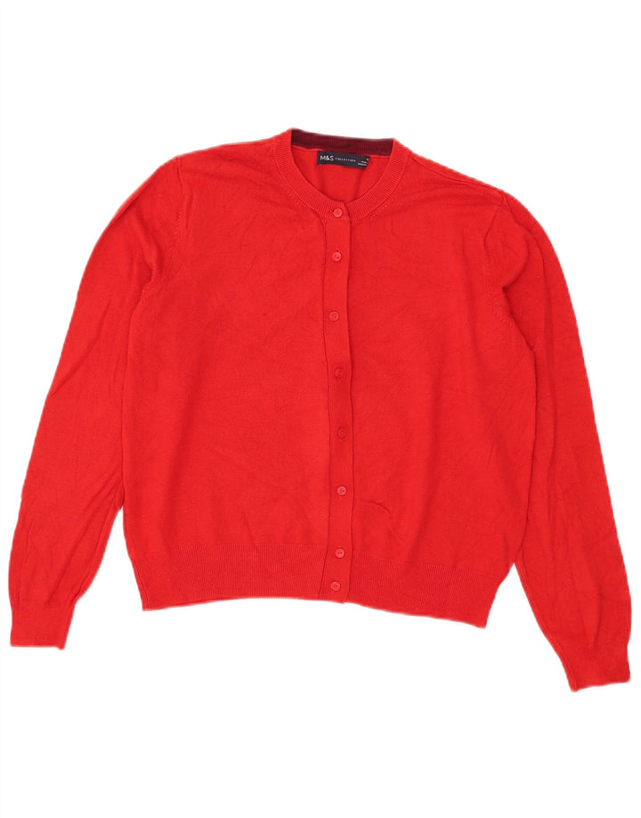 Marks & Spencer Suéter tipo cárdigan corto para mujer UK 44 Viscosa roja mediana