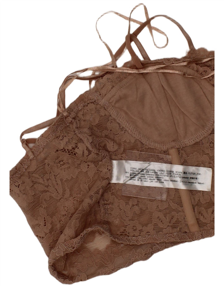 Zara Mujer Top Corsé De Encaje Small Beige Floral Poliéster