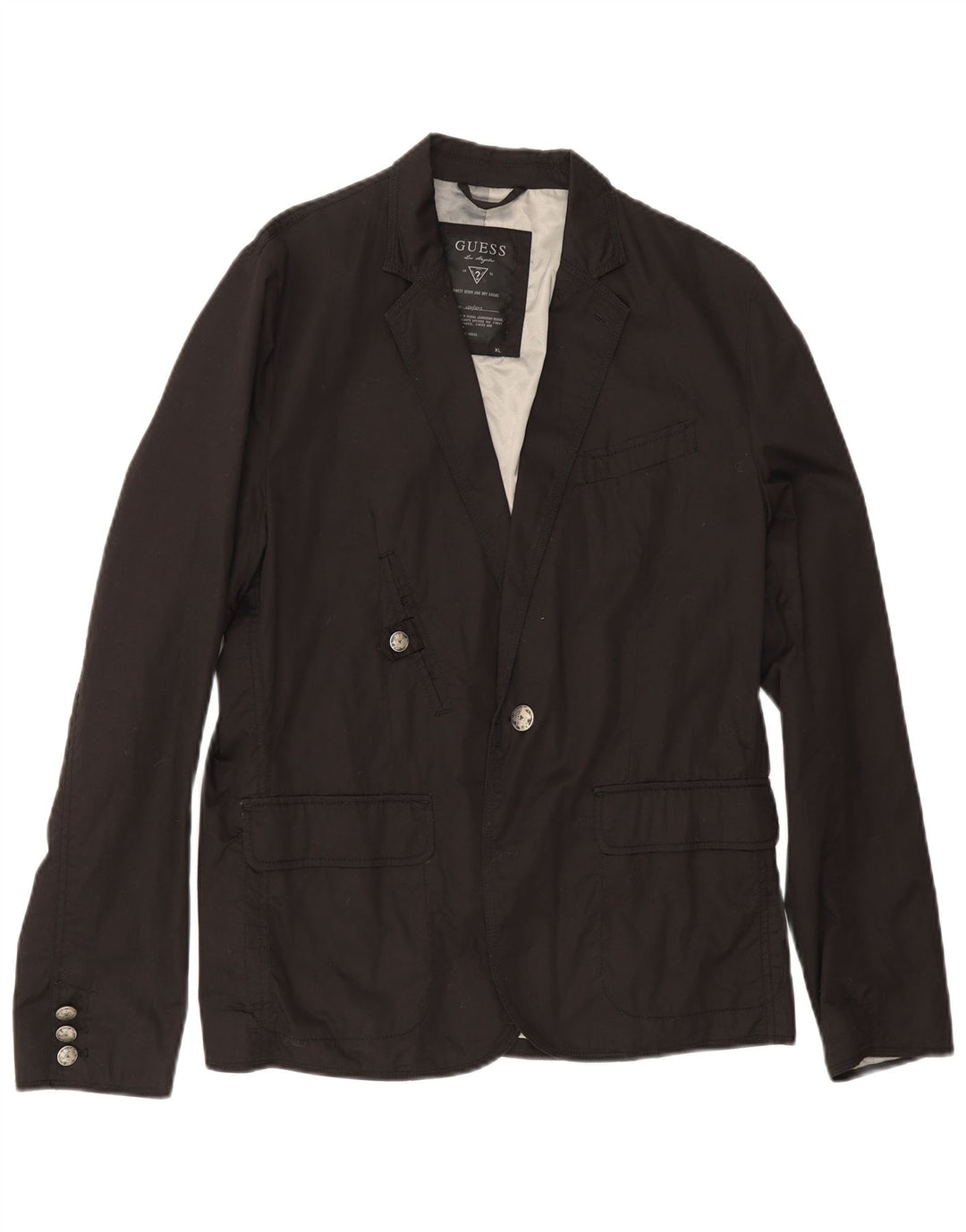 Guess Chaqueta tipo blazer con 1 botón para hombre UK 42 XL Algodón negro