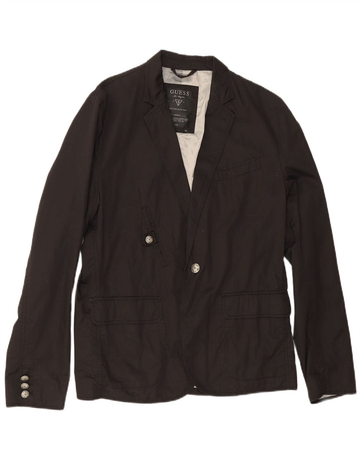 Guess Chaqueta tipo blazer con 1 botón para hombre UK 42 XL Algodón negro