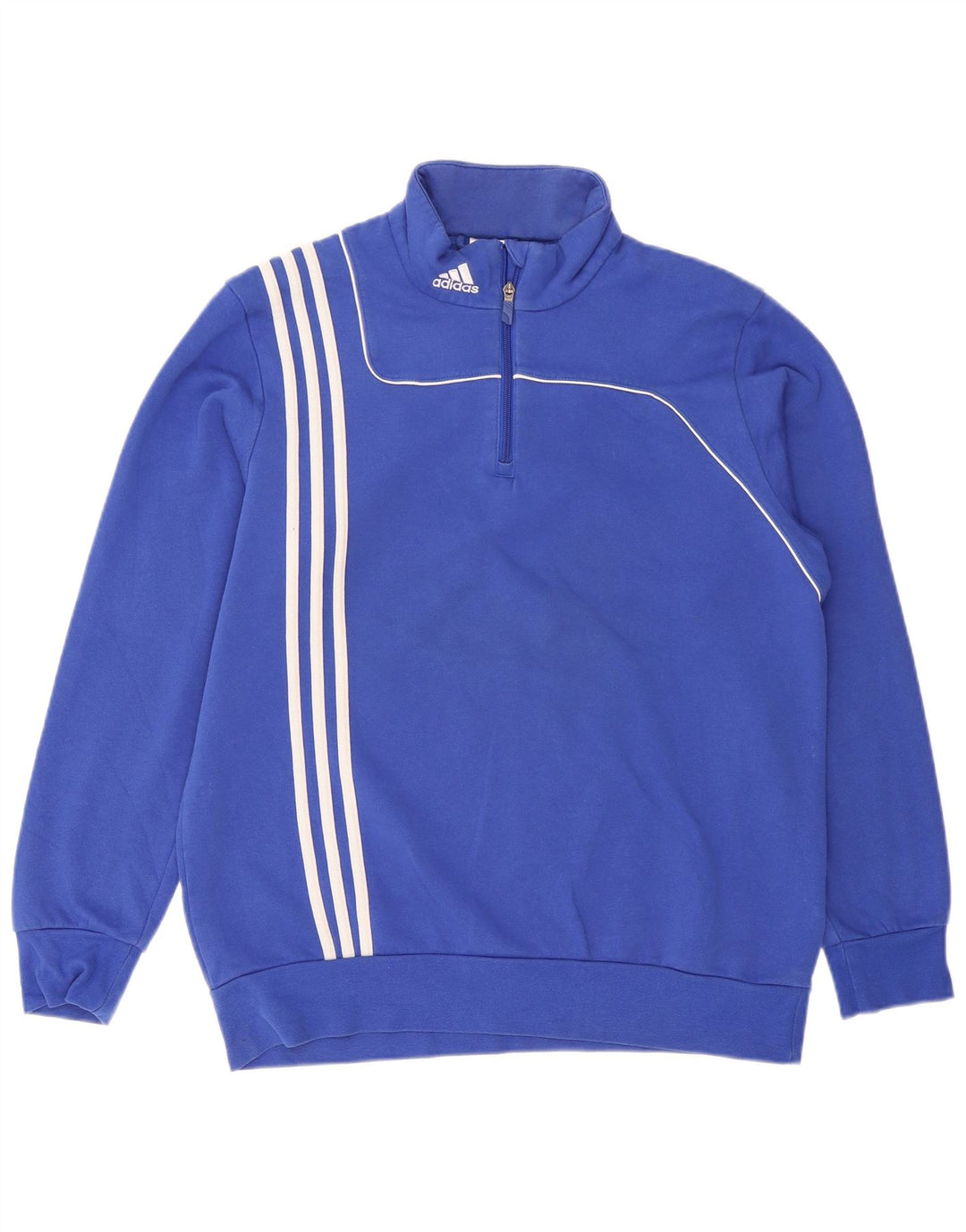 Adidas - Sudadera con cuello y cremallera para hombre, talla grande, algodón azul