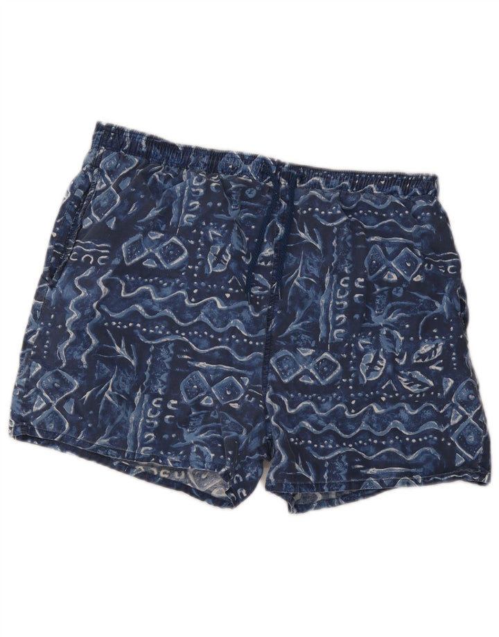 Marks & Spencer Bañador para hombre, talla grande, azul marino, geométrico
