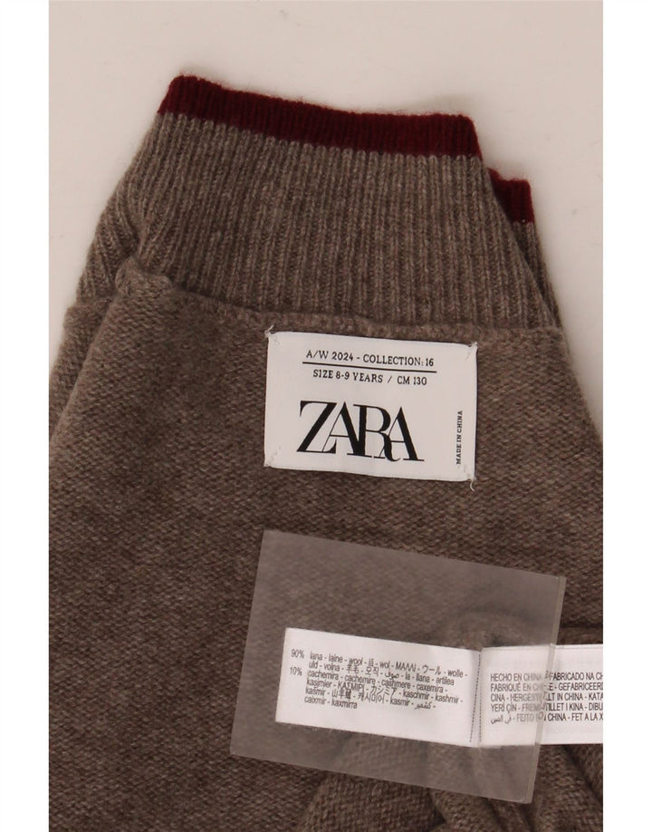 Zara Jersey Niño Cuello Alto 8-9 Años Lana Marrón