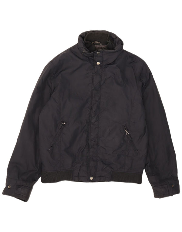 Zara Chaqueta acolchada con capucha para hombre UK 40 Large Nylon azul marino