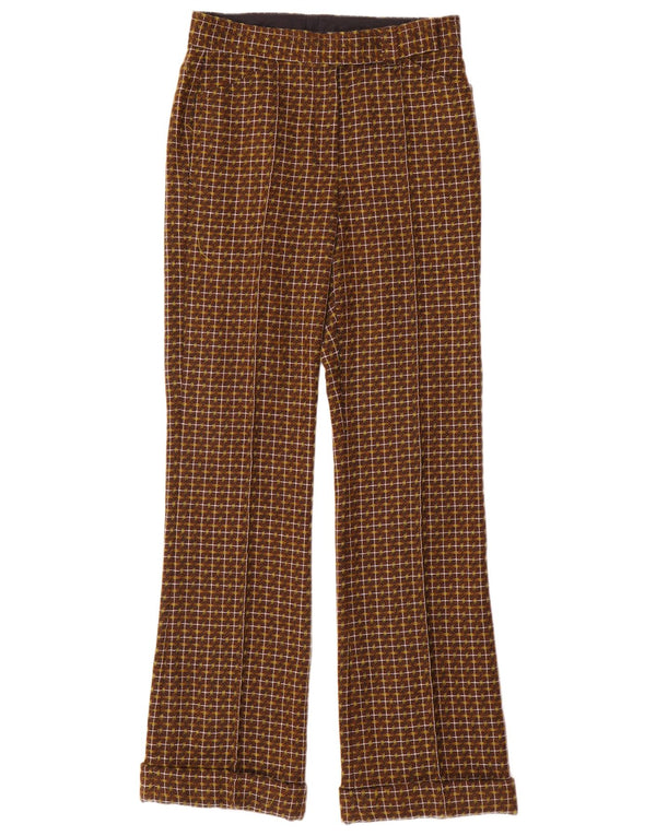 Dkny Pantalones casuales rectos para mujer US 4 Small W28 L32 Lana a cuadros marrón