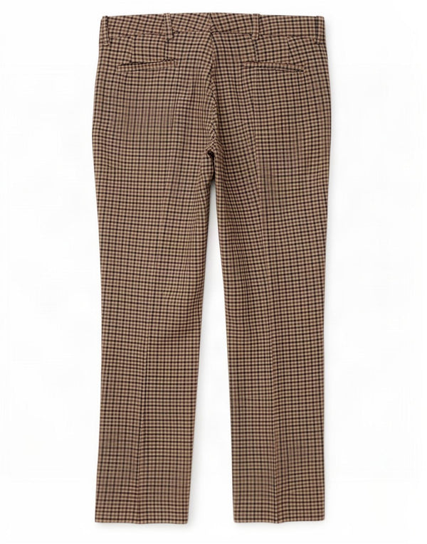 Zara Mujer Pantalón Chino Recto Mediano W28 L28 Marrón Cuadros Poliéster
