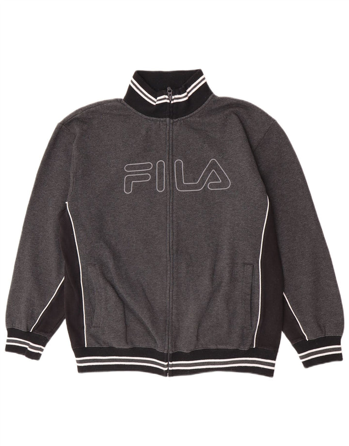 Fila Mens Graphic Chándal Top Chaqueta Grande Gris Colorblock