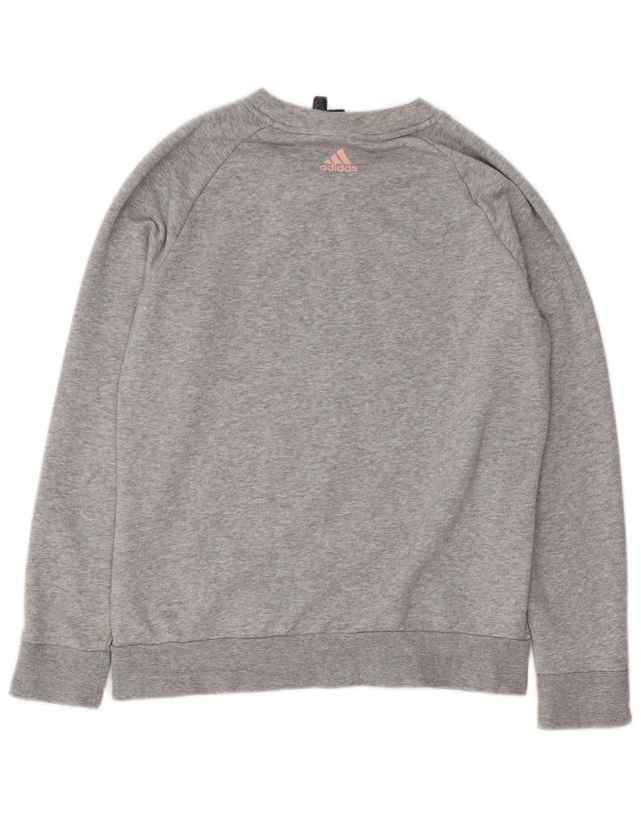 ADIDAS Sudadera gráfica para mujer Jumper UK 14/16 Grande Gris Algodón