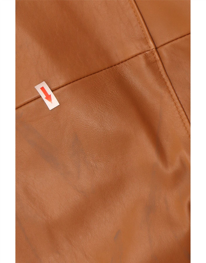 Vintage mujer chaqueta de cuero de gran tamaño EU 44 XL cuero marrón