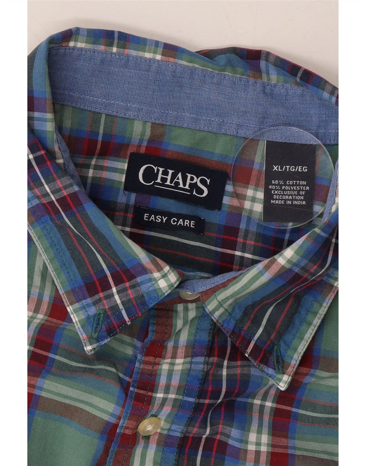 CHAPS Mens Big & Tall Shirt XL Green Plaid Cotton Vintage Chaps and Second-Hand Chaps from Messina Hembry 
